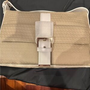 Fendi Beige and White Shoulder Bag